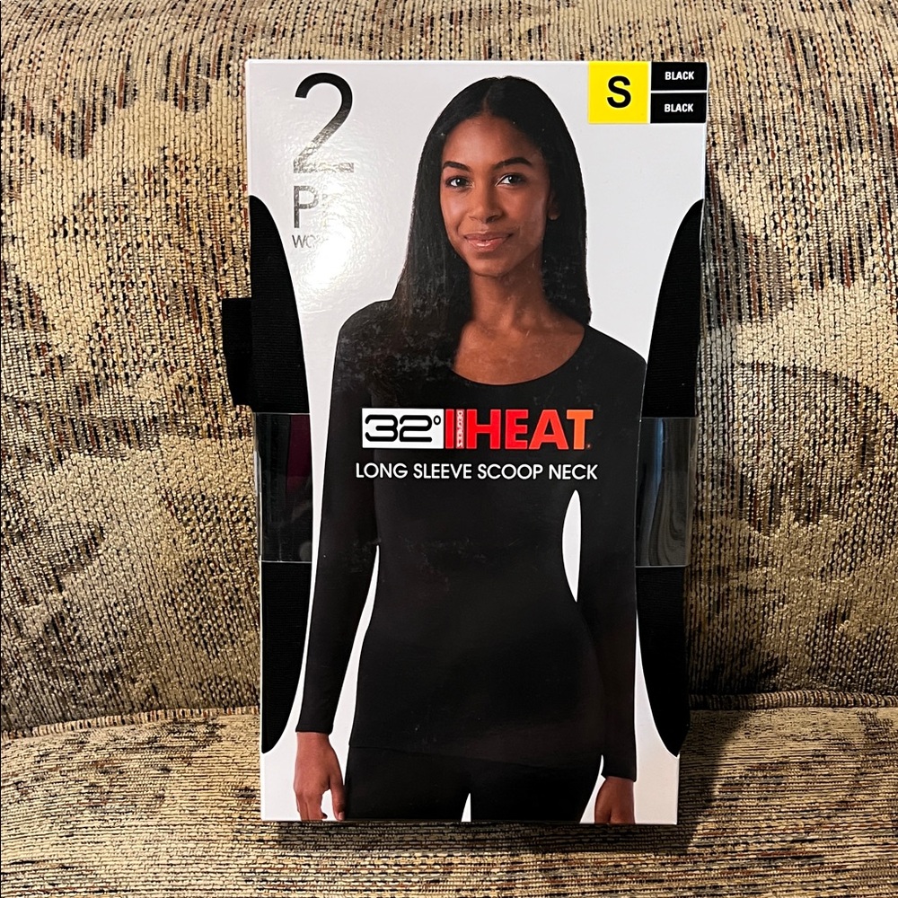 32 Degrees Women's Black Long Sleeve Scoop Neck Top set of 2